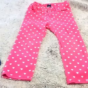 Baby Gap, 2T, White Hearted Pink Jeans